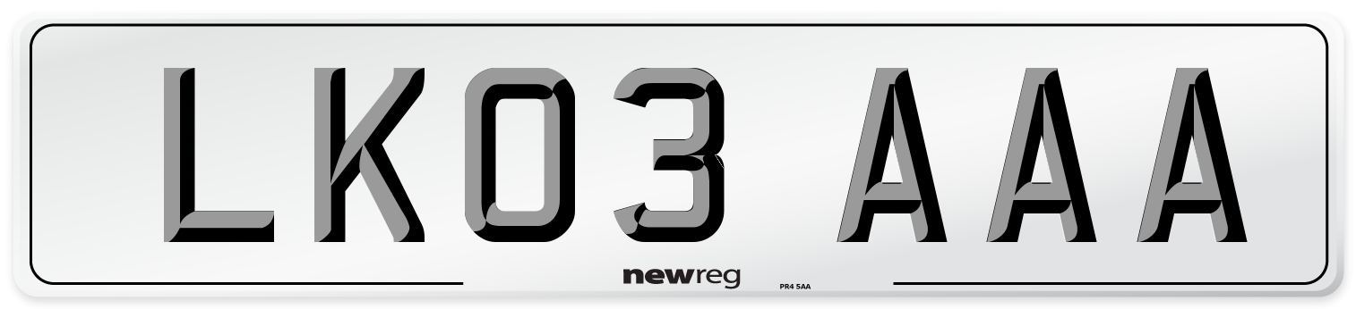 LK03 AAA Number Plate from New Reg